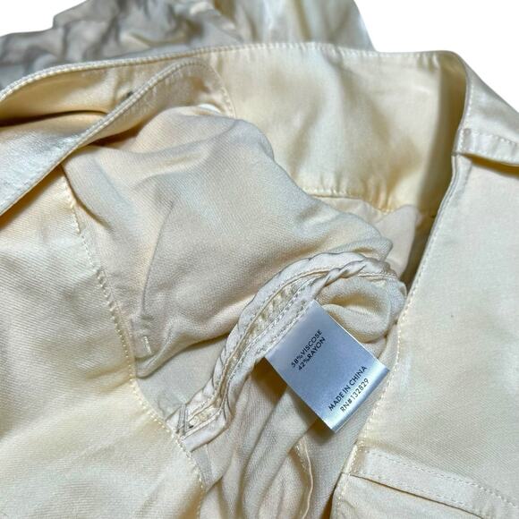 l'academie Mel Pants Belted Trousers Wide Leg Satin Beige Neutral Revolve NEW - Picture 7 of 8